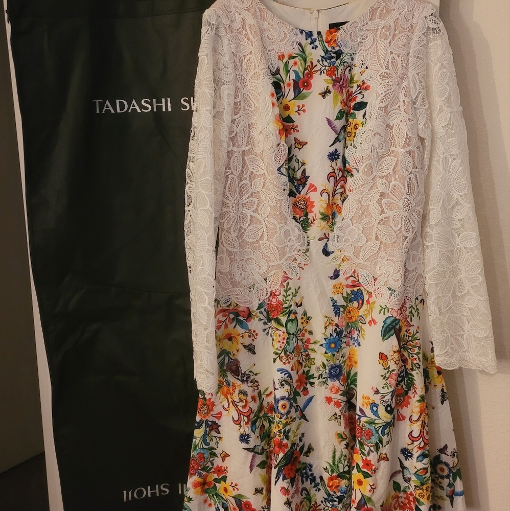 NWT Tadashi Shoji Floral Garden & Lace Dress
